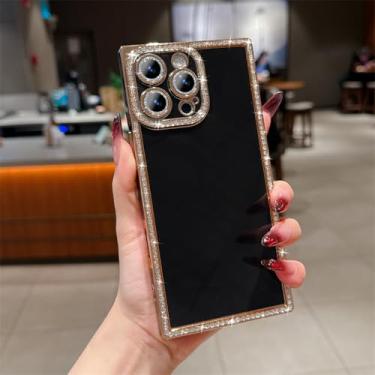 Imagem de HTVJFX Capa luxuosa com glitter galvanizado para iPhone 16, moderna, à prova de choque, com moldura macia e proteção contra impactos (preta para iPhone 16/FC)