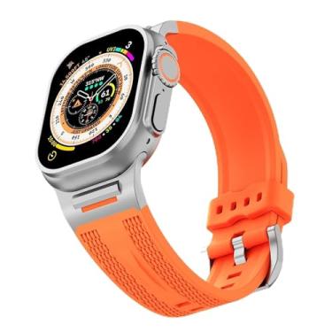 Imagem de BCMCBV Pulseira esportiva adequada para Apple Watch S10 de 46 mm, 49 Ultra, S10, 42 mm, 45, 44, 40, 38 mm, adequada para relógio IWatch 10/9/8/7/SE/6/4/5/3 (laranja, para Ultra 2 1 49 mm)