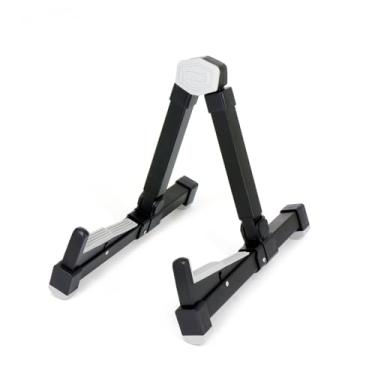 Imagem de VEDO Suporte de guitarra monobloco, dobrável em formato de A, com apoios de braço antiderrapantes em borracha e espuma, estrutura metálica, adequado para guitarras acústicas, guitarras elétricas, baixos, ukuleles e banjos. (Preto)