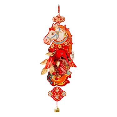 Imagem de MotiveTech Enfeite de Natal Chinês 2026 para Pendurar, Decoração Tradicional para Porta de Quarto, Festival da Primavera, Fortuna