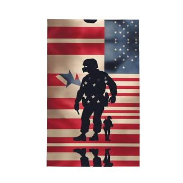 Imagem de XLLingL US Military Soldiers Patriotic Memorial Day Print Waffle Toalhas de cozinha, panos de prato de microfibra, para decoração e limpeza de cozinha - 1 peça