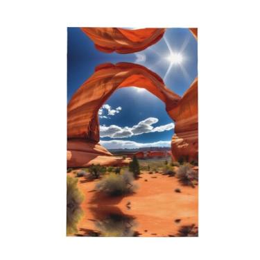 Imagem de XLLingL Arches National Park - Toalhas de cozinha padrão de waffle com estampa padrão, panos de prato de microfibra, para decoração e limpeza de cozinha - 1 peça