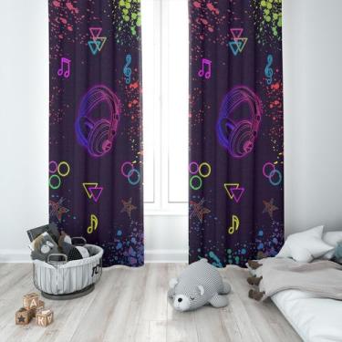 Imagem de Cortina Tecido Oxford Quarto Música Neon - 140x220cm - Fabrika de Fest