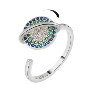 Imagem de Anel Giratório De Cristal Feminino Fofo Com Contas Para Alívio Da Ansi