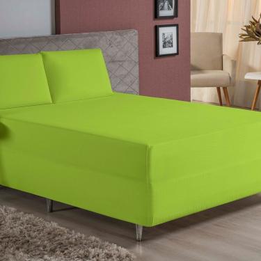 Imagem de Jogo De Cama Casal Nobre 3 Peças Luva De Box 55cm De Altura Malha 100% Algodão - Pistache