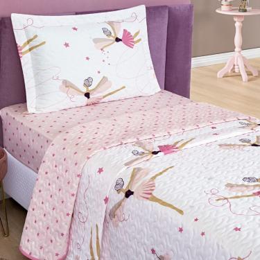 Imagem de Kit Colcha + Jogo de Cama Bouti Kids Solteiro Infantil 5 Peças 100% Poliéster - Bailarina
