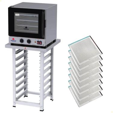 Imagem de Kit Forno Elétrico Progás Turbo Fast Oven 110V Com Mesa Prp-004 G2 E 8 Bandejas Imeca