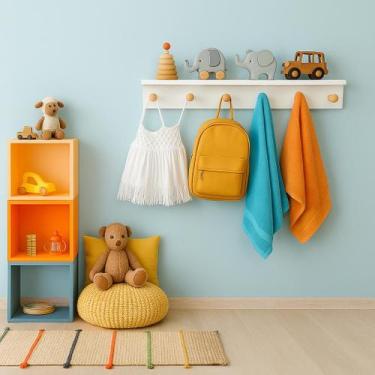 Imagem de Cabideiro De Parede Organizador Prateleira Decorativa Mdf - CRP