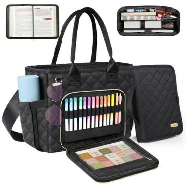 Imagem de Bolsa para Bíblia BellaHold Grande Acolchoada com Alça de Ombro Preta