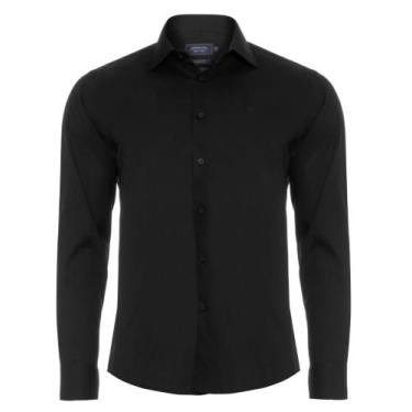 Imagem de Camisa Social Masc. Slim Fit Premium Arrow - Preto, Preto, 4