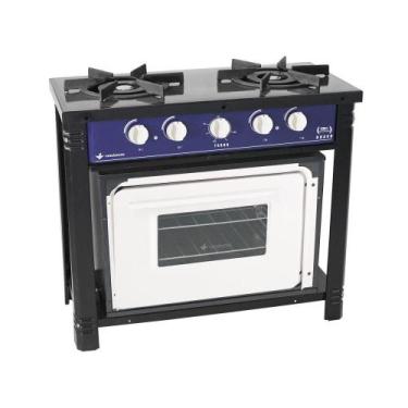 Imagem de Fogão Industrial Azul com Forno Branco 2 Bocas Duplas Bravo BR2BF - Ve