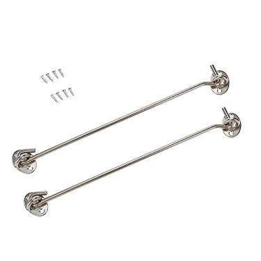 Imagem de Rannb – Trava para porta de olho com gancho de cabine de aço inoxidável de 30,48 cm, porta giratória, fechamento para janela, suporte silencioso – Pacote com 2