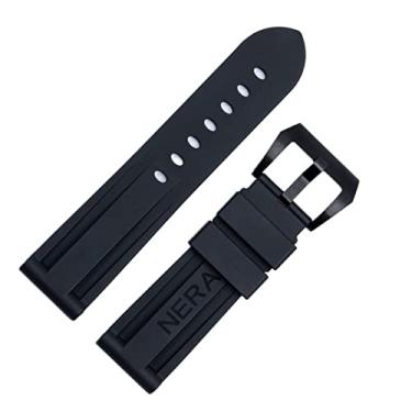 Imagem de DFAMIN Borracha de flúor 22mm 24mm pulseira de relógio de silicone para pulseira de relógio Panerai (Cor: fivela Blk Blk, Tamanho: 24mm)