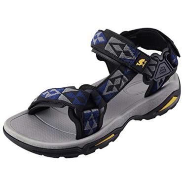 Imagem de Sandálias masculinas de caminhada CAMEL CROWN à prova d'água com suporte de arco, bico aberto, verão, conforto na praia, esportes aquáticos, Black/Grey/Blue, 8
