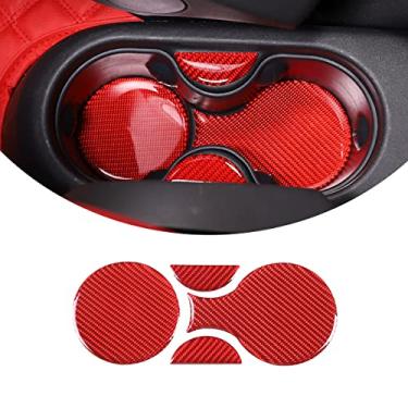 Imagem de Para Fiat 500 2011 2012 2013 2014 2015 2016 2017 2018 2019 Adesivo 3D de fibra de carbono macio suporte de copo traseiro do carro adesivos interiores acessórios do carro (vermelho)