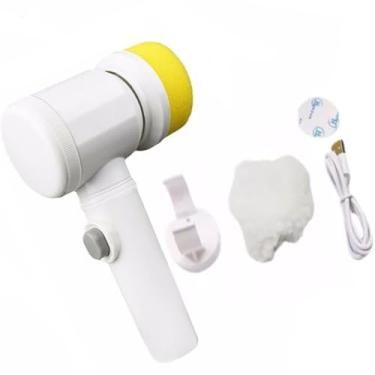 Imagem de Escova Limpeza Giratoria 3 Em 1 Portatil Sem Fio Rotativa Eletrica Limpa Esfrega Poli Faxina Carro Moto Banheiro Cozinha Casa