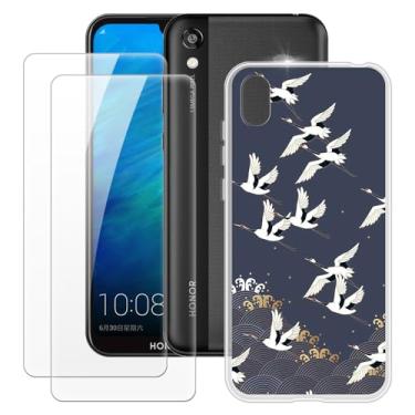 Imagem de MILEGOO Capa para Huawei Honor 8S + 2 peças protetoras de tela de vidro temperado, à prova de choque, capa de TPU de silicone macio para Huawei Y5 2019 (5,7 polegadas)