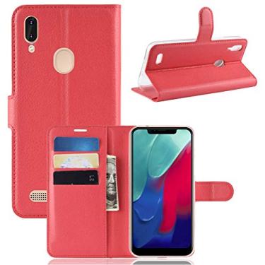 Imagem de LEAGOO M11 Capa, carteira flip de couro PU premium com compartimento para cartão, suporte e fecho magnético [capa interior à prova de choque de TPU] Compatível com LEAGOO M11