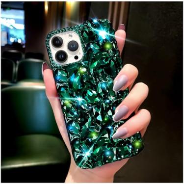 Imagem de Cavdycidy Capa para iPhone 14 Pro para mulheres e meninas, capa de telefone brilhante luxuosa com glitter 3D brilhante cristal strass pedras de diamante, parte traseira de acrílico brilhante e capa