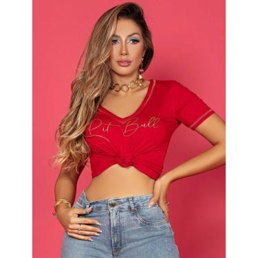 Imagem de TShirt Feminina Gola V Lançamento Pit Bull-Feminino