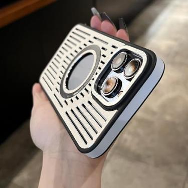 Imagem de Capa magnética de dissipação de calor de metal ultra fina para iPhone 15 13 12 14 Pro Max Cooling Hollow Out Cover, branca, para iPhone 15 ProMax