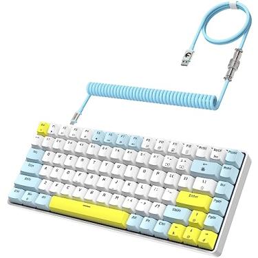 Imagem de YINDIAO Teclado para jogos K84 75% mecânico, teclado compacto com layout TKL de 84 teclas, troca a quente, retroiluminação de 18 LEDs, anti-fantasma, com cabo USB-C enrolado profissional, ergonômico,