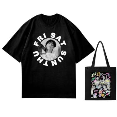 Imagem de Camiseta K-pop Jungkook Solo Seven + lona, camisetas soltas unissex com suporte de mercadoria estampadas camisetas de algodão, B Preto, GG