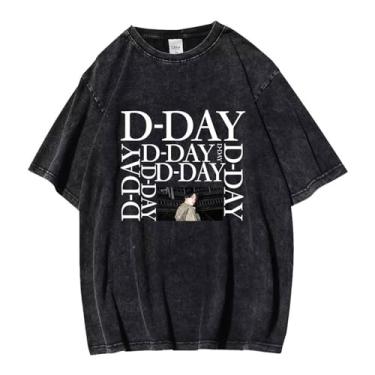 Imagem de Camiseta Su-ga Solo D-Day, k-pop vintage estampada lavada camisetas urbanas lavadas camisetas vintage unissex para fãs, Preto, GG