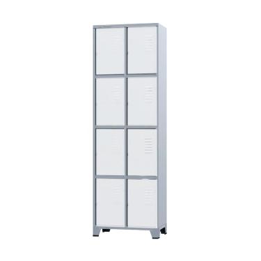 Imagem de Armário Roupeiro De Aço Para Vestiário 8 Portas Branco com Chave
