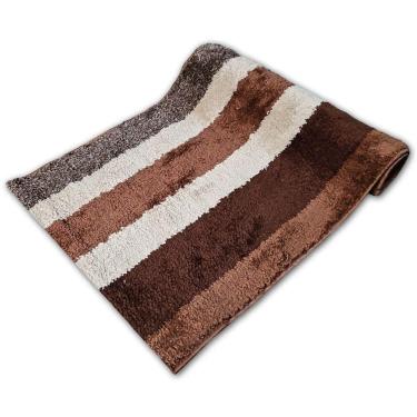 Imagem de Tapete Passadeira Apolo Macio Antiderrapante Venda Por Metro Listrado Cappuccino