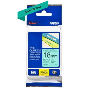 Imagem de Fita Brother TZE-741 18mm Preto sobre Verde