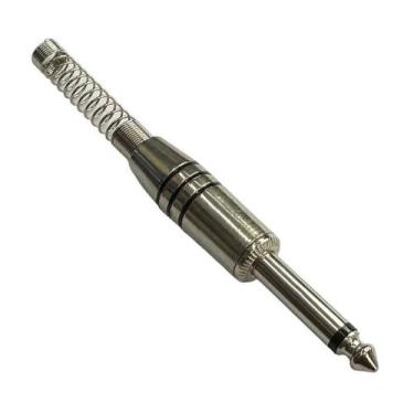 Imagem de Kit 10 pçs - plug p10 mono - prata e preto - com mola - Diprimeira