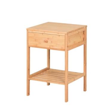 Imagem de Mesa de Cabeceira Criado-mudo Bambu com 1 Gaveta e Prateleira, Canto ou Lateral, Heimon