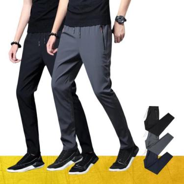 Imagem de KIT c/ 2 CALÇA CORRIDA Academia Bolso Zíper Cordão Elastano - Iron, G,