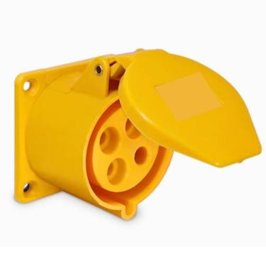 Imagem de Tomada de Embutir Industrial 127Vca Amarelo 32A 4H 3P+T
