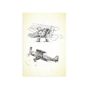 Imagem de Placa Decorativa Vintage MDF Aviões Antigos 20x30cm - Quartinhos