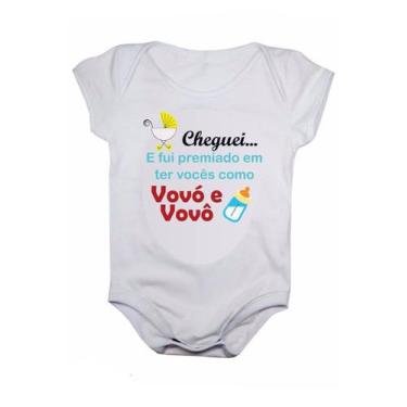 Imagem de Body de bebê manga curta estampa cheguei vovó e vovô - Calupa, GG