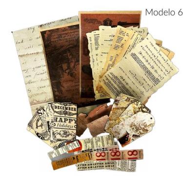 Imagem de Papel e Adesivos Scrapbook Vintage Journal 67 Peças - Doce Ternura, 6