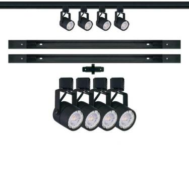 Imagem de Kit Trilho Eletrificado 2 metros + 4 Spots Gu10 Bivolt PRETO - B4N