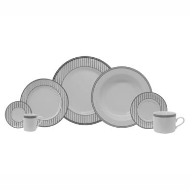 Imagem de Serviço de Jantar, Chá e Café 42 Peças em Porcelana, Decoração Aline, Preta, Porcelana Schmidt