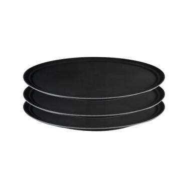 Imagem de Bandeja de Garçom Antiderrapante Oval Profissional 56x68 cm Kit 3 pçs 