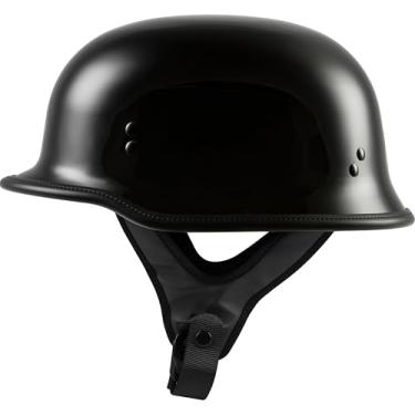 Imagem de Highway 21 Gorro alemão de 9 mm para motocicleta de rua - Preto brilhante/pequeno