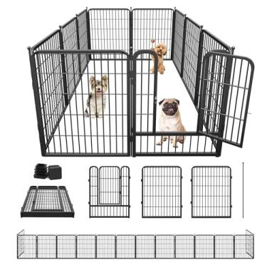 Imagem de Jhsomdr cercadinho para cães 32 "de altura 10 painéis cerca de metal portátil para cães com portas canetas para brincar para cachorros internos para cães médios/pequenos, cercadinho para ani