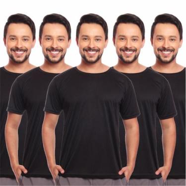 Imagem de Kit 5 Camisas Básicas Masculina Dry Fit Lisa Tradicional - MC Digital,
