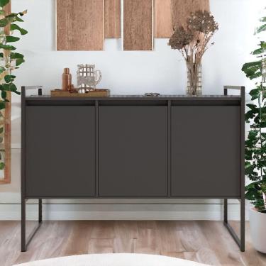 Imagem de Buffet Sala De Estar 3 Portas Berlim - Preto Onix Preto Onix