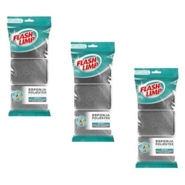 Imagem de Kit 3 pacotes esponja lava louça cozinha não risca c/3un - FLASH LIMP