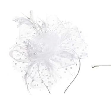 Imagem de Chapéus Fascinators dos anos 20 e 50 anos 50 para coquetéis e chás para cabeça para mulheres e meninas, Branco, tamanho �nico