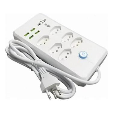 Imagem de Extensão Elétrica 7 Tomadas 4 Usb  Filtro Linha Régua Bivolt - OI VIDA