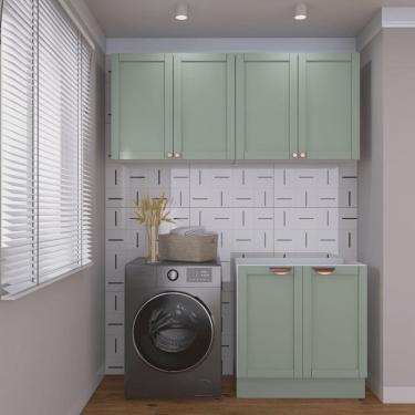 Imagem de Lavanderia Modulada 3 Peças sem Tampo 2 Armários Aéreos 4 Portas 1 Balcão Cabecasa