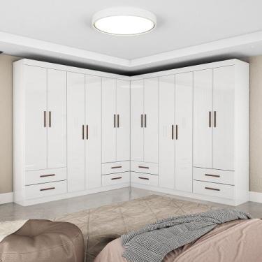 Imagem de Closet Casal Duplo Lu 12 Portas 8 Gavetas - Carioca Moveis, Branco